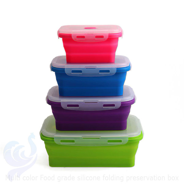 Multi Color Food Grade Silicone Folding Preservation Box Microwaveable