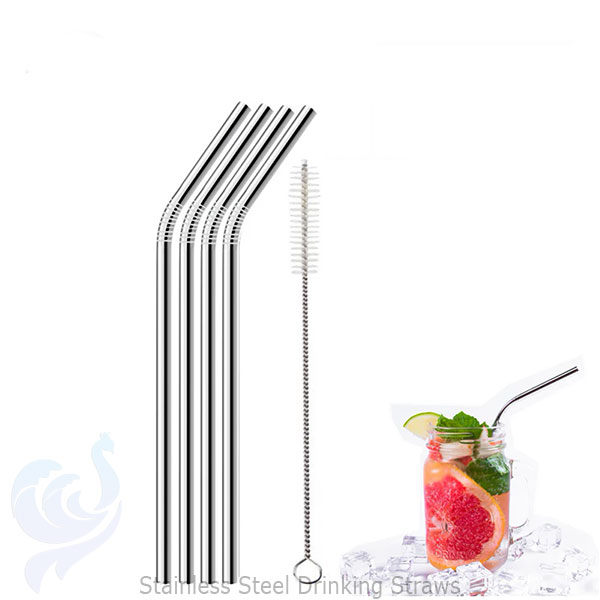 Stainless Steel Drinking Straws With Cleaner 4 pcs