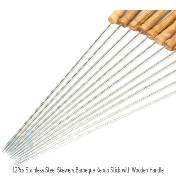 12Pcs-Stainless-Steel-Barbeque-Kebab-Stick-Wooden-Handle-1