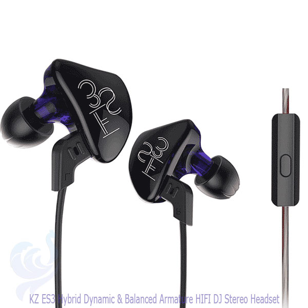 KZ ES3 Hybrid Dynamic and Balanced Armature HIFI DJ Stereo in Ear Headset