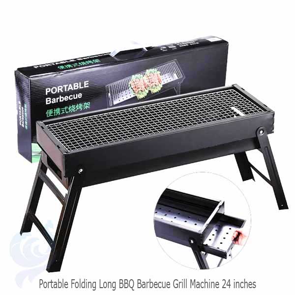 Portable Folding Long BBQ Barbecue Grill Machine 24 inches Charcoal